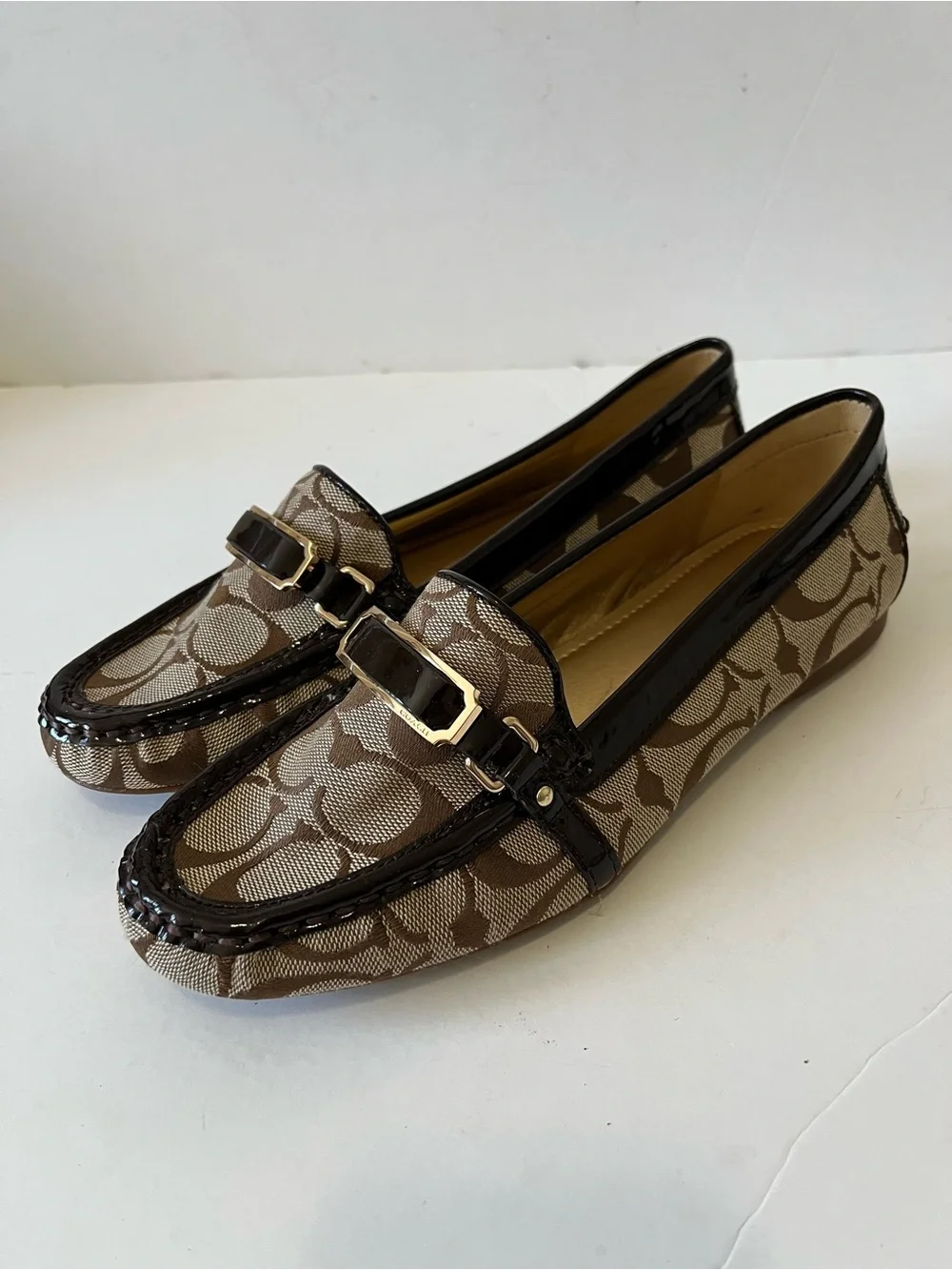 Coach Brown Signature Logo Women's Driving Loafers Size 7.5B